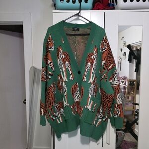 Dressed in LALA Green Tiger Grandpa Cardigan